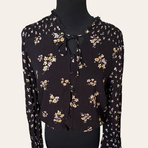 Hippie rose sheer Floral long sleeve top size XS